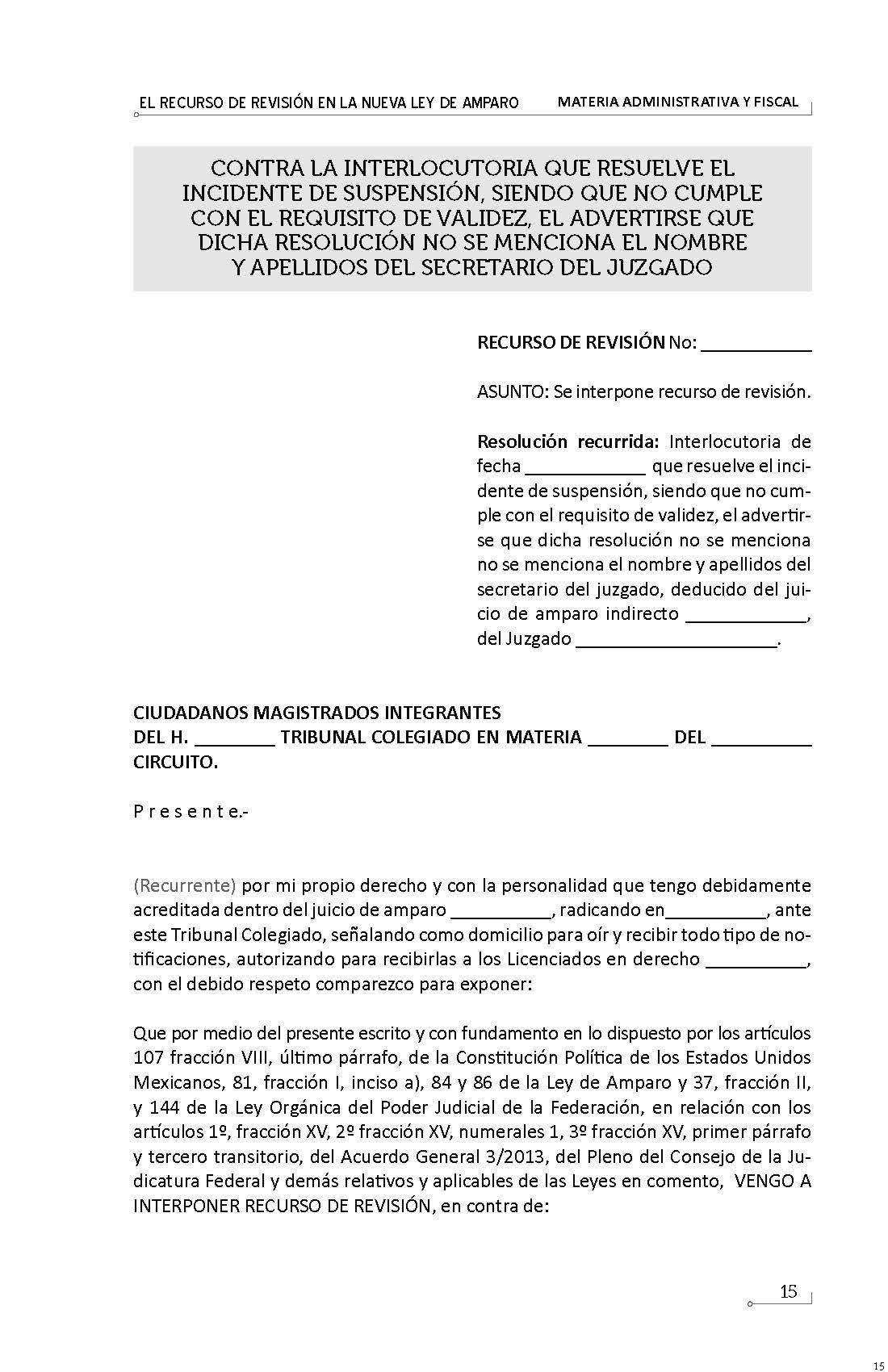 El Recurso de Revisión en la Nueva Ley de Amparo – Gallardo Ediciones