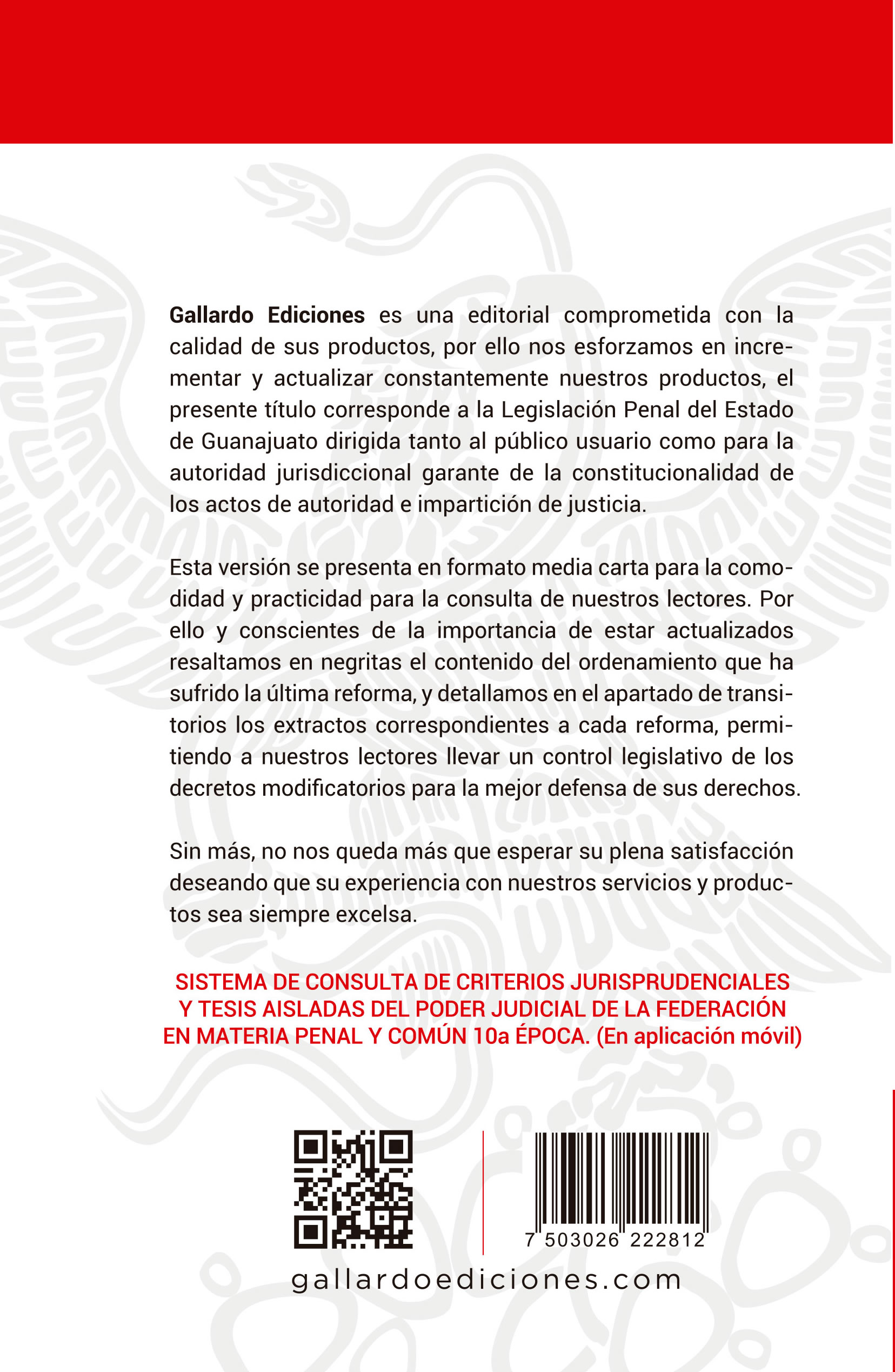 Código Penal de Guanajuato Legislación Gallardo Ediciones