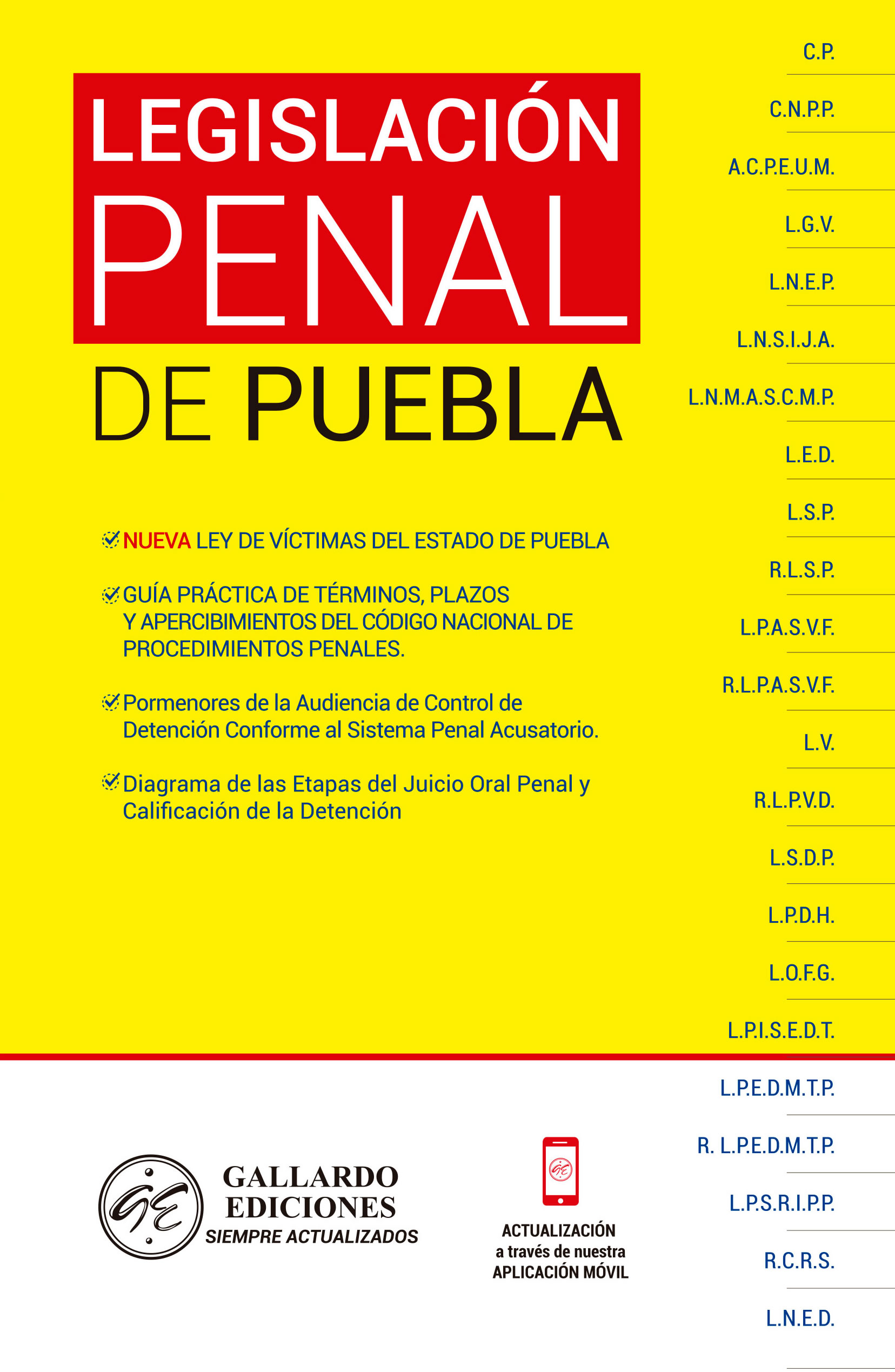 Legislación Penal de Puebla 2020 Gallardo Ediciones